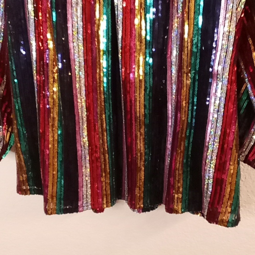 NEW CROWN & IVY Vneck Long Sleeves Festival Size XXL Sequins Multi Colors B4 X P - Picture 5 of 12